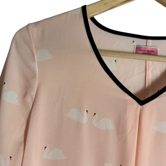 Kate Spade New York Pink Swan Print Sheer Caftan Nightgown Lounge Dress Size M - Picture 5 of 9